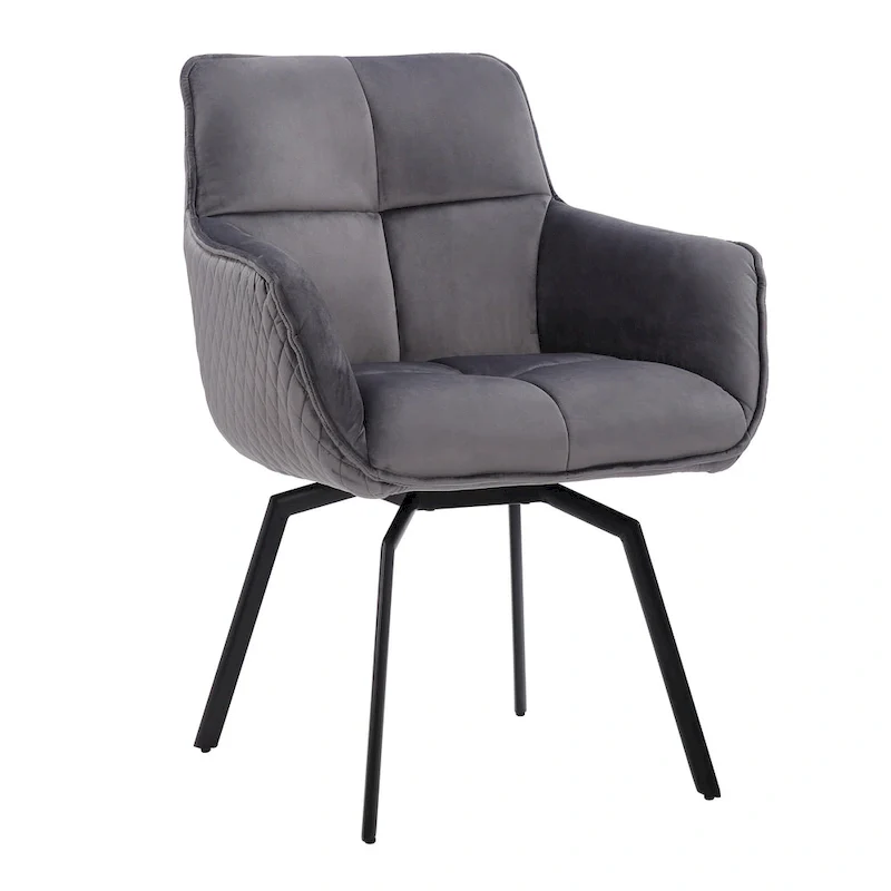 Swivel Velvet Accent Chair with Metal Legs