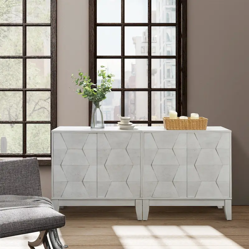 Martina Modern 2-door Ample Storage Cabinet With Adjustable Shelves Set Of 2 By HULALA HOME