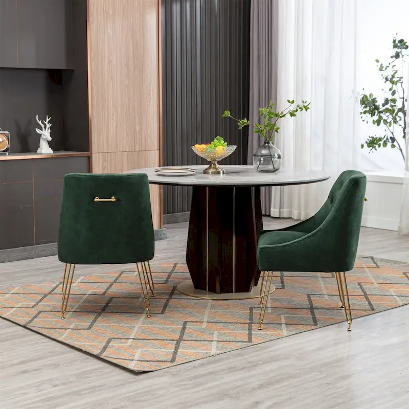 Velvet Upholstered Accent Side Chairs(Set of 2)