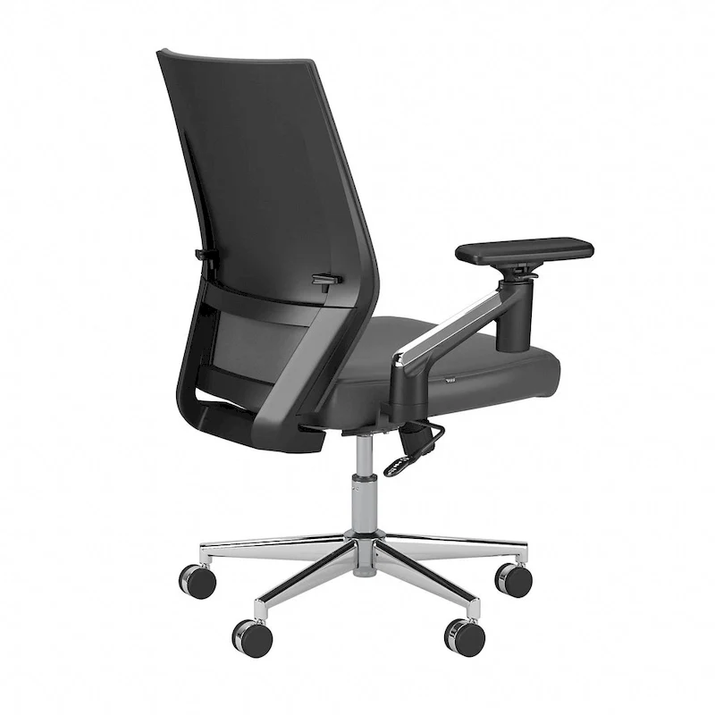 Mid Back Bonded Leather Office Chair with Adjustable Height and Armrests