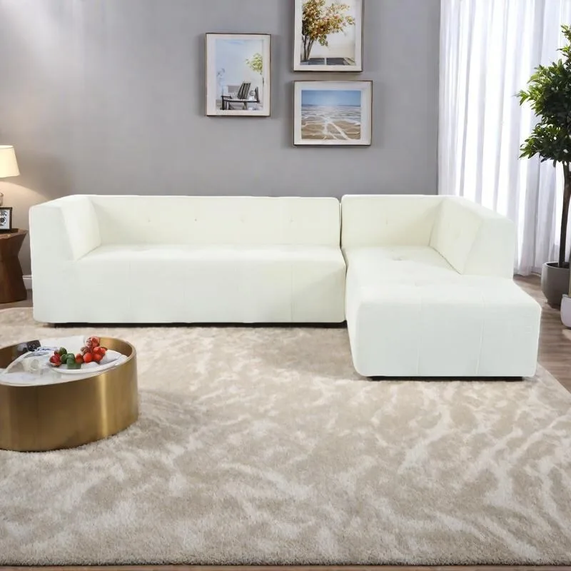 112.2 Chenille Modular L-Shaped Sofa Bed with Free Combination Design and No-Assembly Required