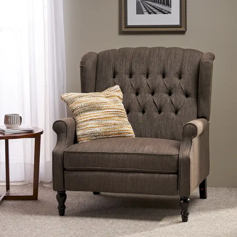 Apaloosa Oversized Tufted Wingback Fabric Push Back Recliner by Christopher Knight Home