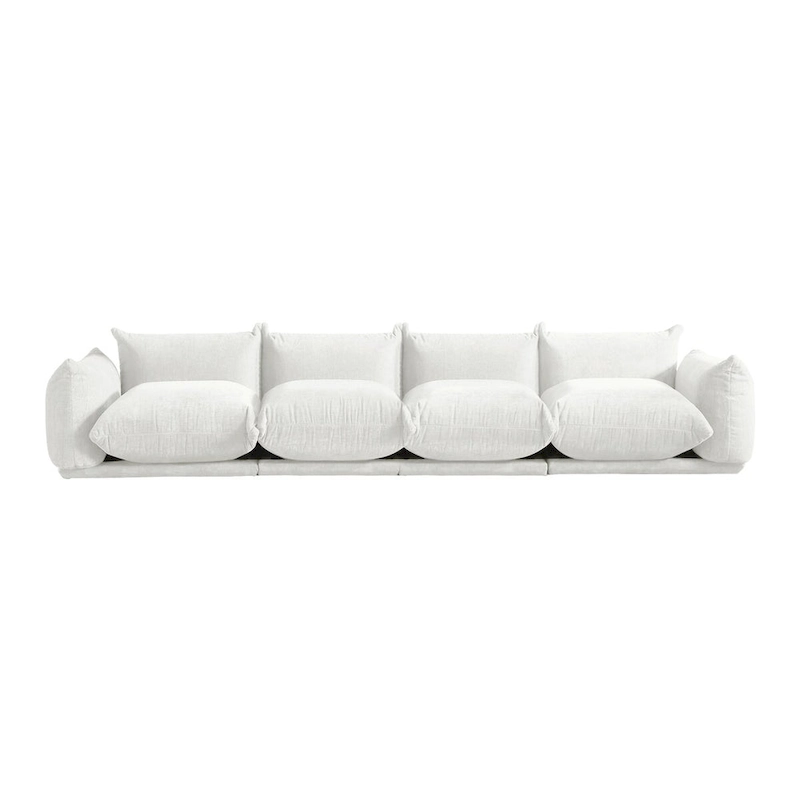 Mid-Century Modern Large 4 Seater Couch, Chenille Sectional Sofa 4 Seats Modular Couches with Thick Cushion