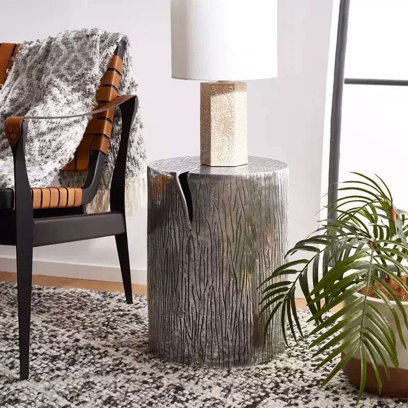 Forrest Metal Table Stool - FOX5517A - Silver - Safavieh Couture