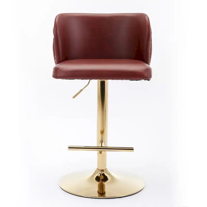 Set of 2 Swivel Adjustable Bar Stools with Tufted Back