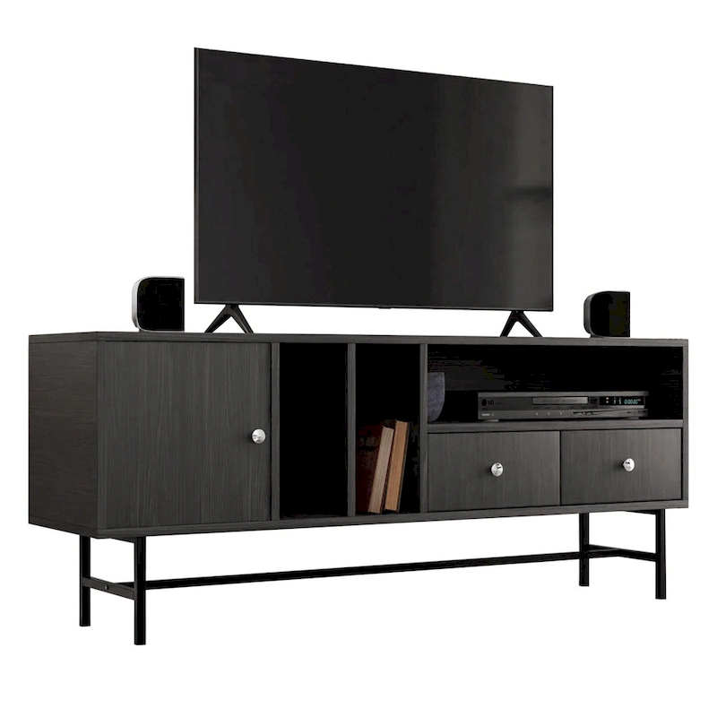 Rochester 2-Drawer 4-Shelf TV Stand Credenza with Iron Legs