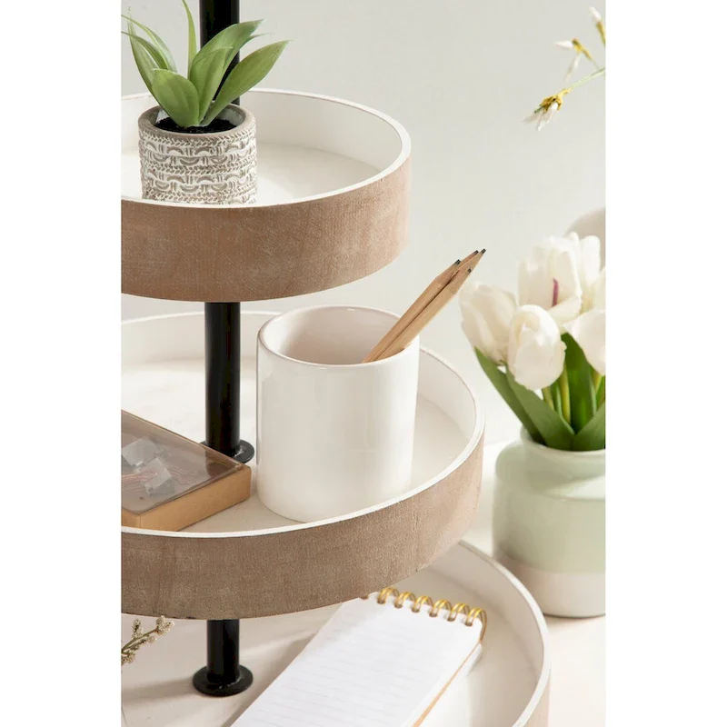 Kate and Laurel Woodmont 3 Tiered Wood Tray - 3 Tier