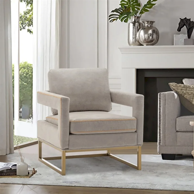 Modern Arm Accent Chair, Mid Century Living Room Chair Upholstered Lounge Chair