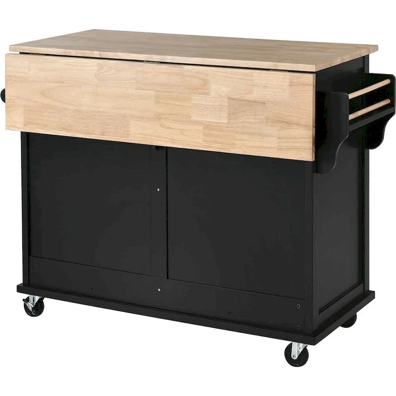 Kitchen Island Cart with Wheels Drop-Leaf Countertop