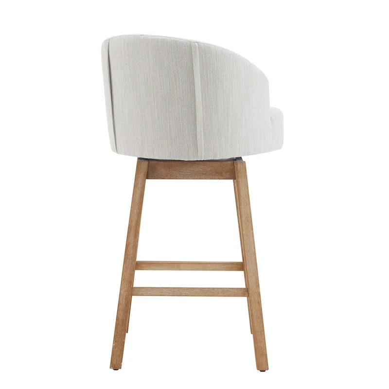 Roomfitters 33.25 Swivel Upholstered Counter Stools, Set of 2 Armless Bar Chairs with Rubberwood Frame and Footrest