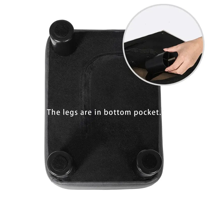 Rectangular PU Leather Footstool, Grey/Dark Grey/Brown, Wood Legs, Seats 1