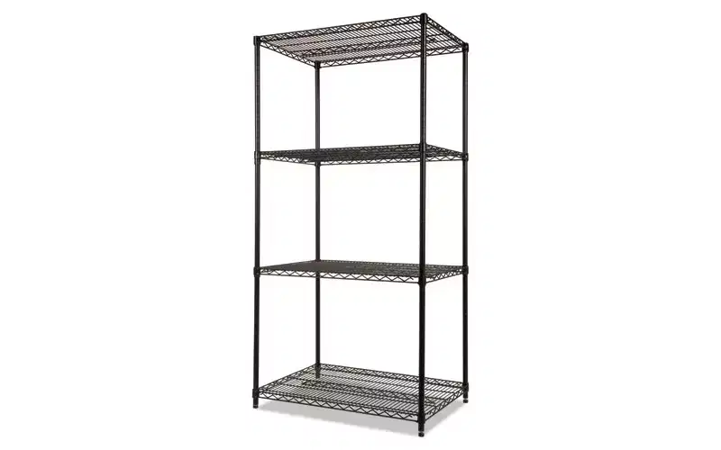 Alera NSF Certified Industrial Four-Shelf Wire Shelving Kit, 36w x 24d x 72h, Black