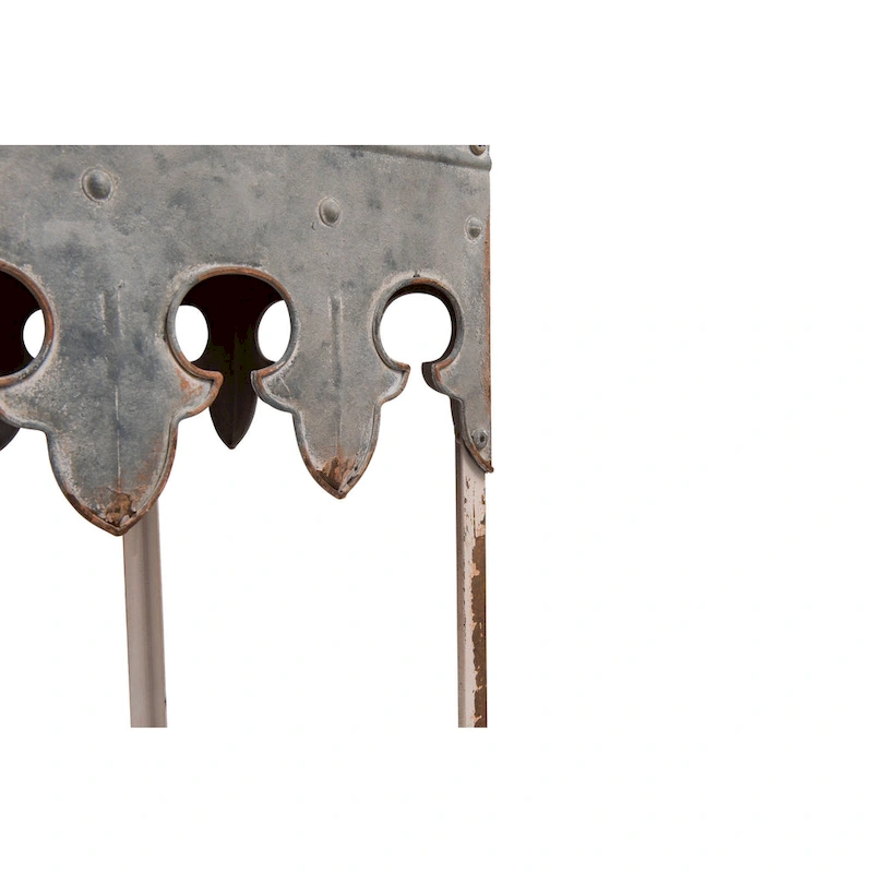 Zinc-Finished Metal and Wood Scalloped Edge Sofa Table