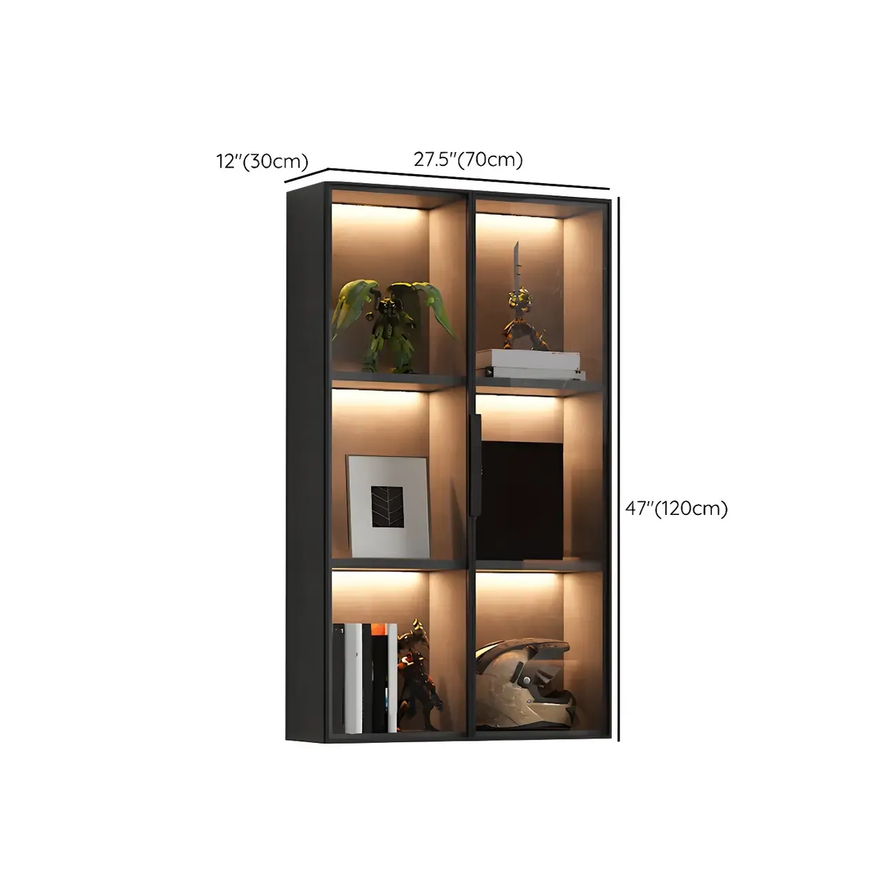 Black Multi-Shelf Wall-Mounted Wooden Display Cabinet