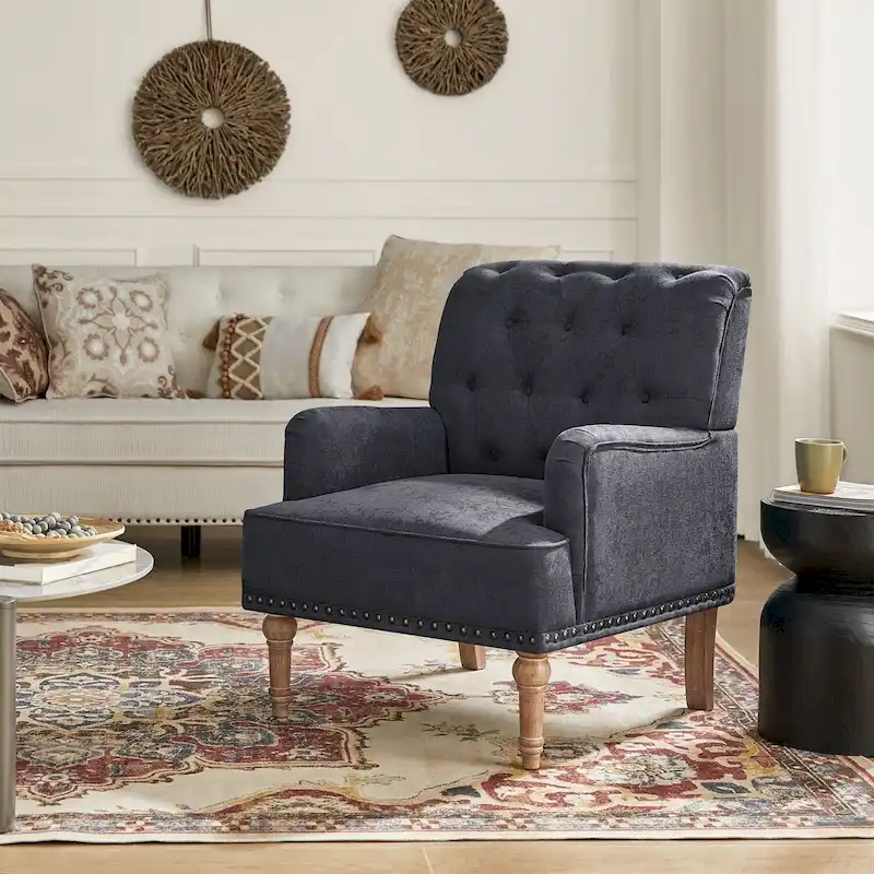 Geltrude Classic Upholstered Accent Arm Chair with Button Tufted Back by HULALA HOME