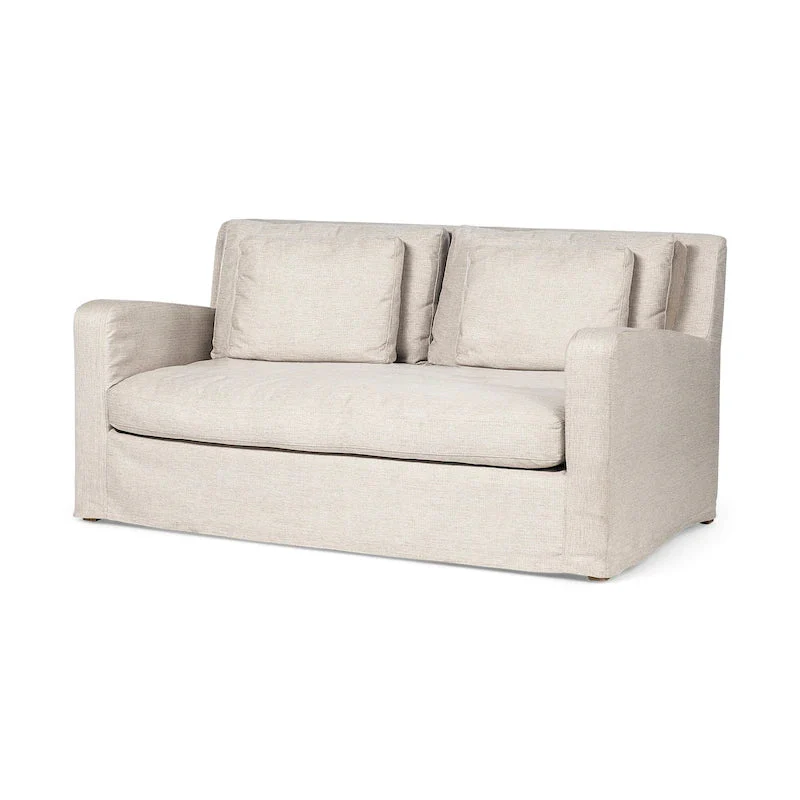 Denly I Beige Slipcover Two Seater Sofa