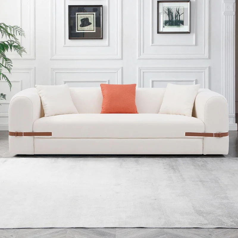 3-Seater Upholstered Sofa Mutiple Color Loveseat Couch with Pillows