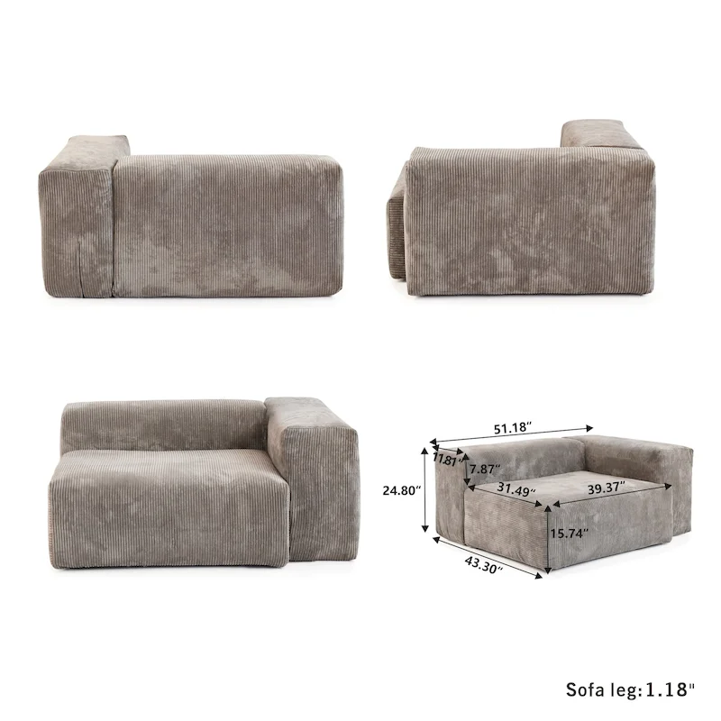 181 U-Shaped Convertible Modular Sectional Sofa With 2 Ottoman