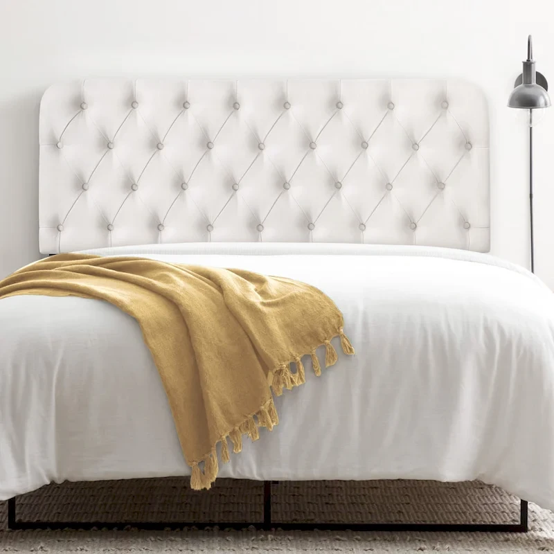 Button Tufted Upholstered Headboard Adjustable Height