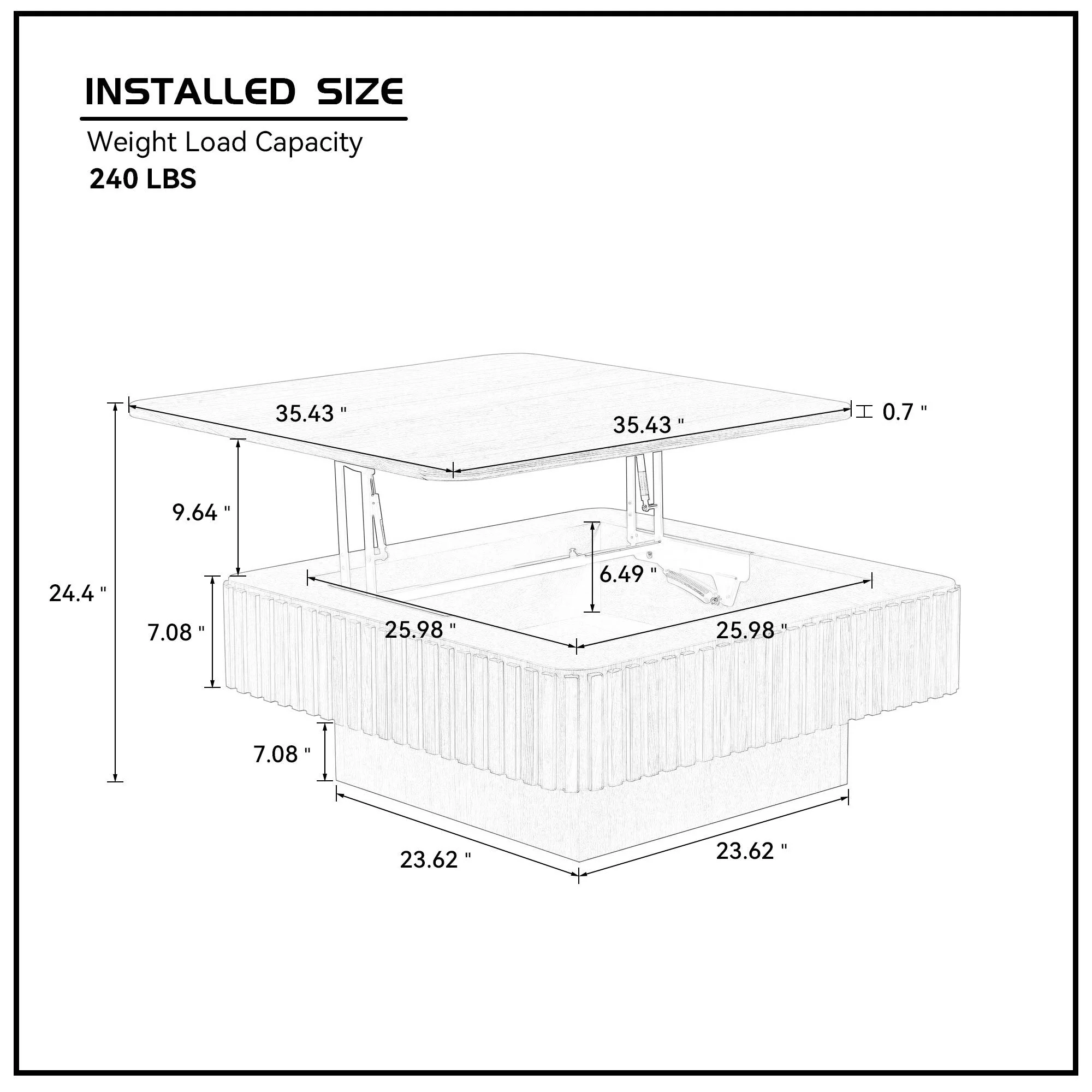 Walker Edison | Fluted Modern Lift Top Coffee Table and Desk