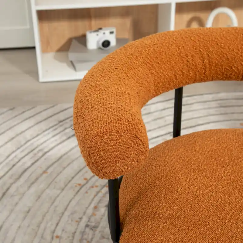 Mid-Century Modern Boucle Dining Chairs Set of 2