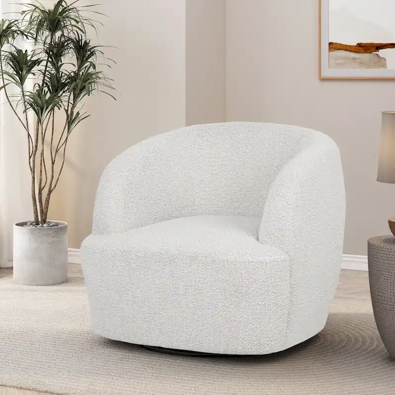 Mokena Textured Boucle Upholstered Swivel Club Chair by Christopher Knight Home