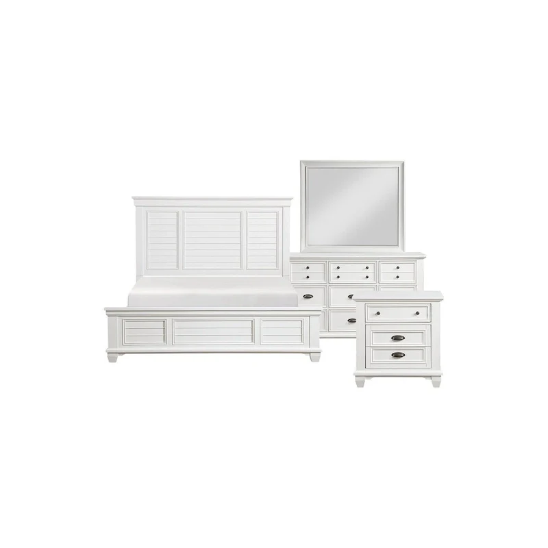 Leo 6 Piece White Modern Panel Bedroom Set