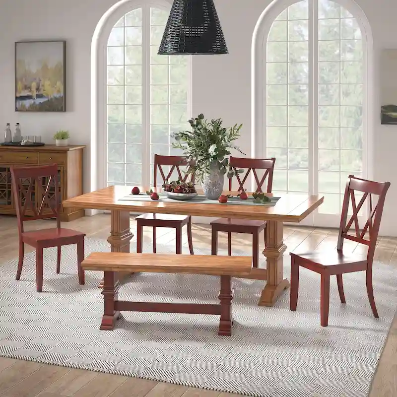 Ronda 78.7 Rectangular Solid Wood Top Dining Set with X-Back Chairs