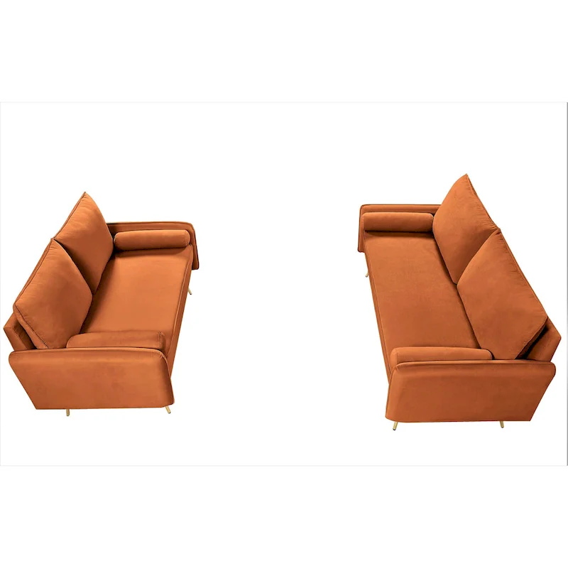 Mid-Century Modern Velvet 2-Piece Living Room Set