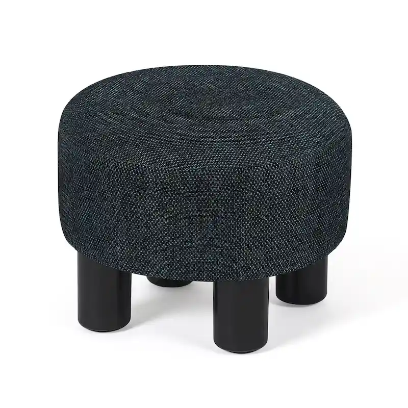 Adeco Round Ottoman Velvet Footrest Stool Modern Padded Seat Footstool