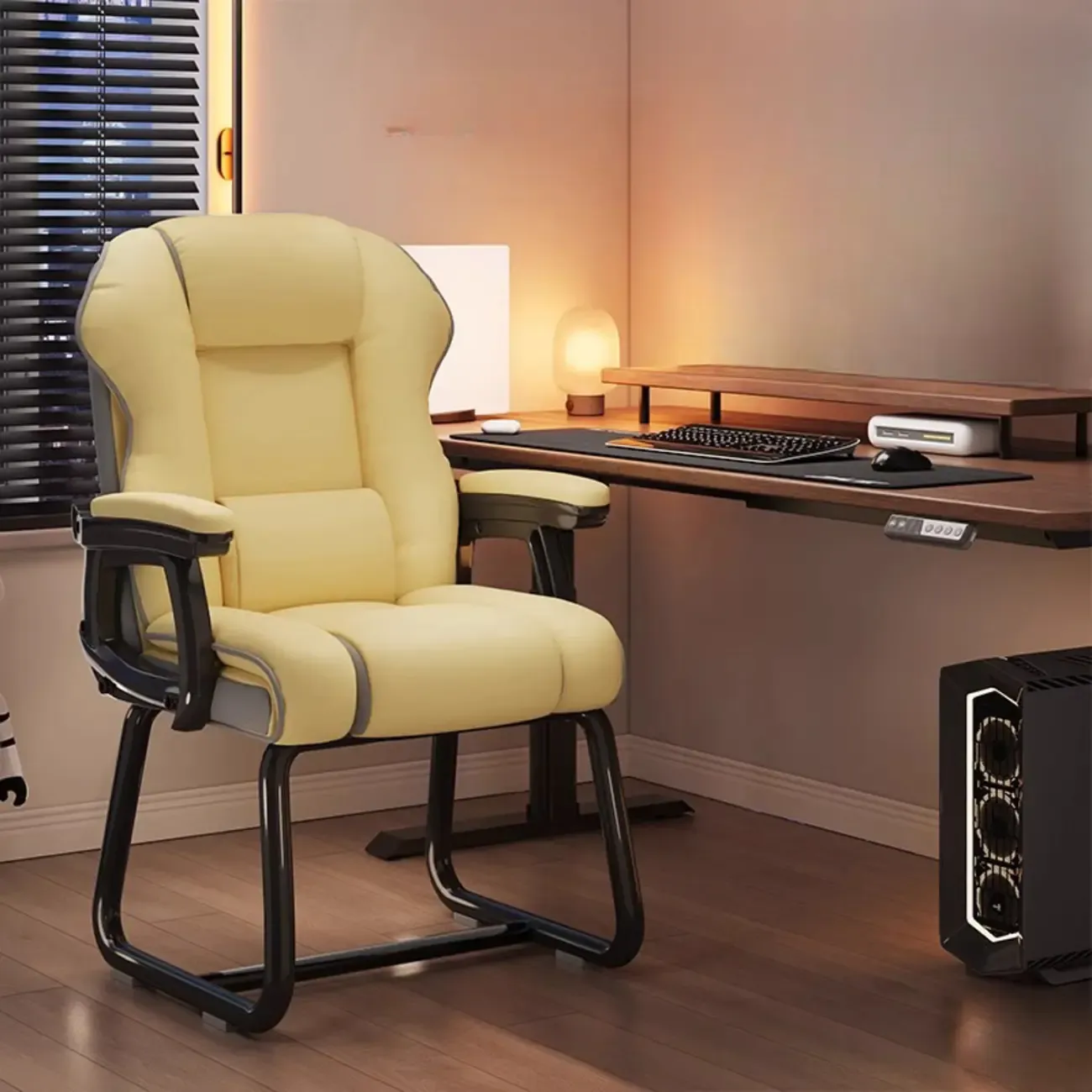 Yellow High-Back Leather Ergonomic Executive Chair
