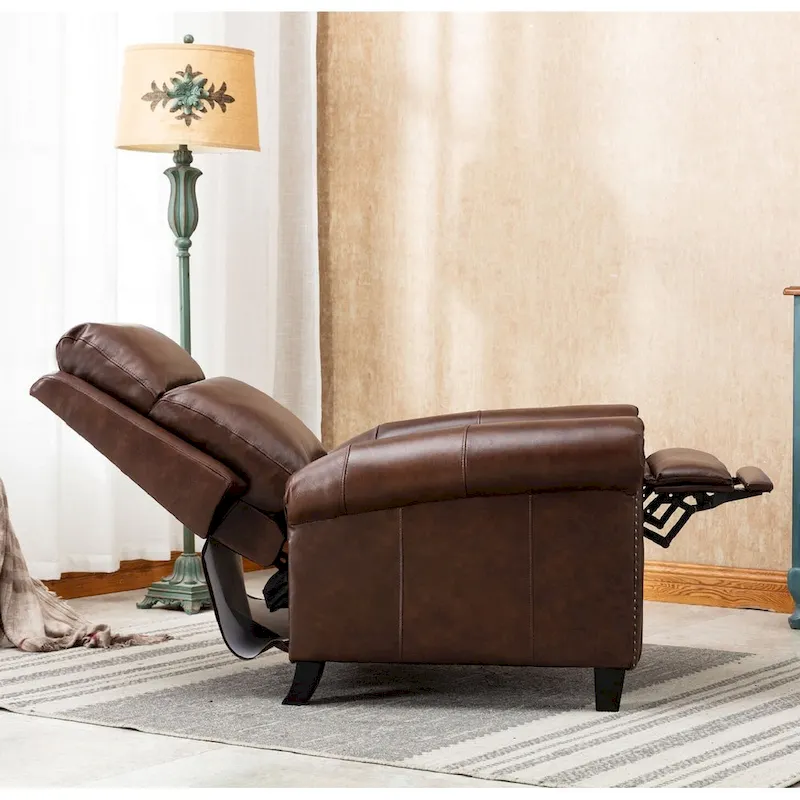 Ebello Genuine Leather Pushback Club Recliner Chair