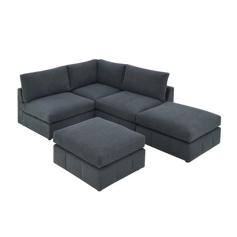 93Modern Sectional Sofa with Vertical Stripes