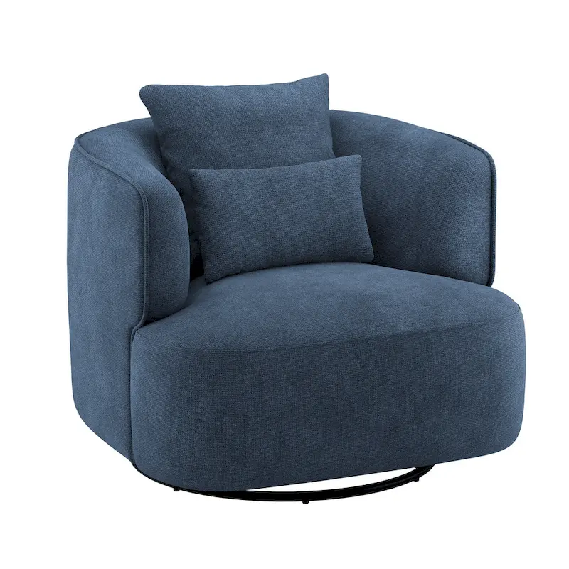 LUE BONA Swivel Accent Armchair Fabric Blend, Modern Upholstered Barrel Chair Living Room Sofa Chair