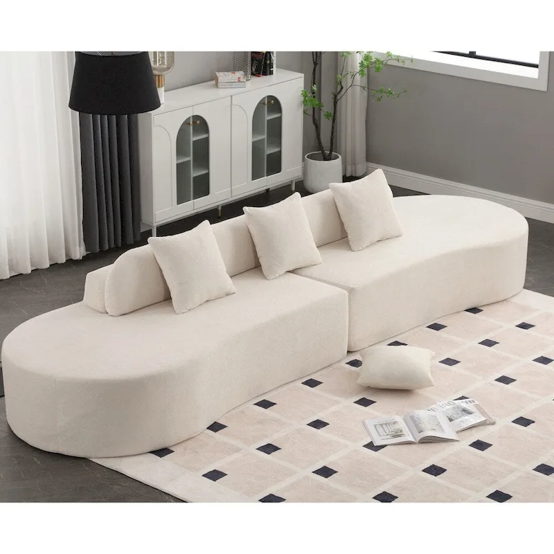 Modern Curved Terrycloth Fabric Combination Sofa No Assembly Required