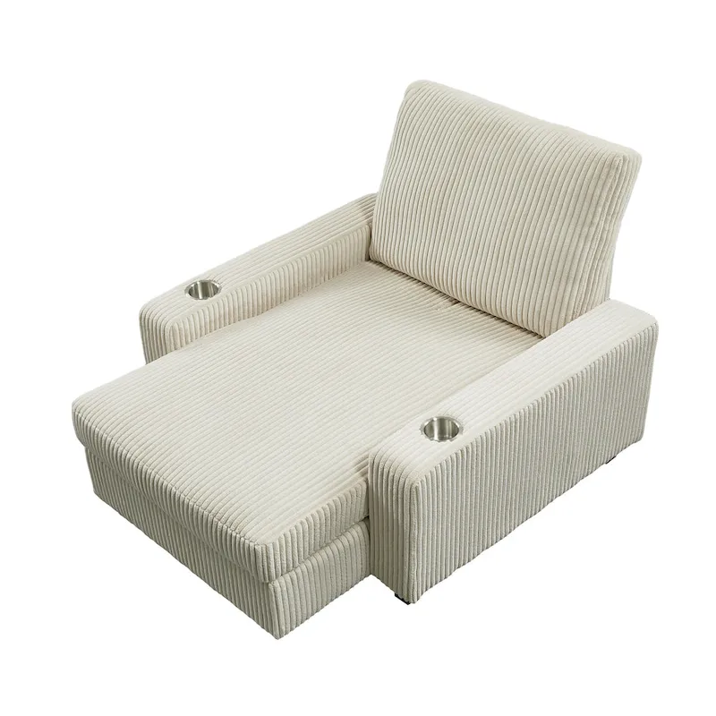 Upholstered Chaise Lounge with Adjustable Backrest Lounge Chair