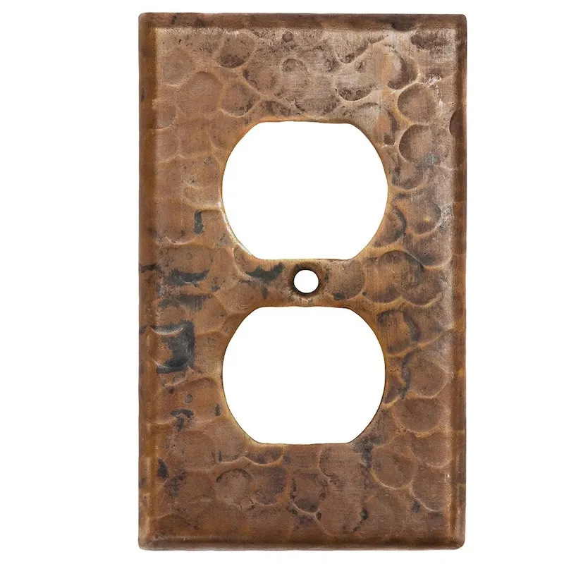 Premier Copper Products Copper Switchplate Single Duplex, 2 Hole Outlet Cover - Quantity 4 (SO2_PKG4) - Brown