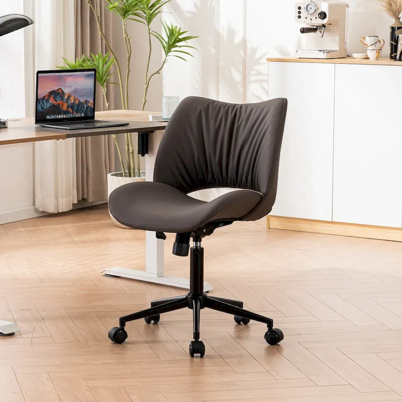 Swivel Armless Ergonomic Office Chair with Wheels