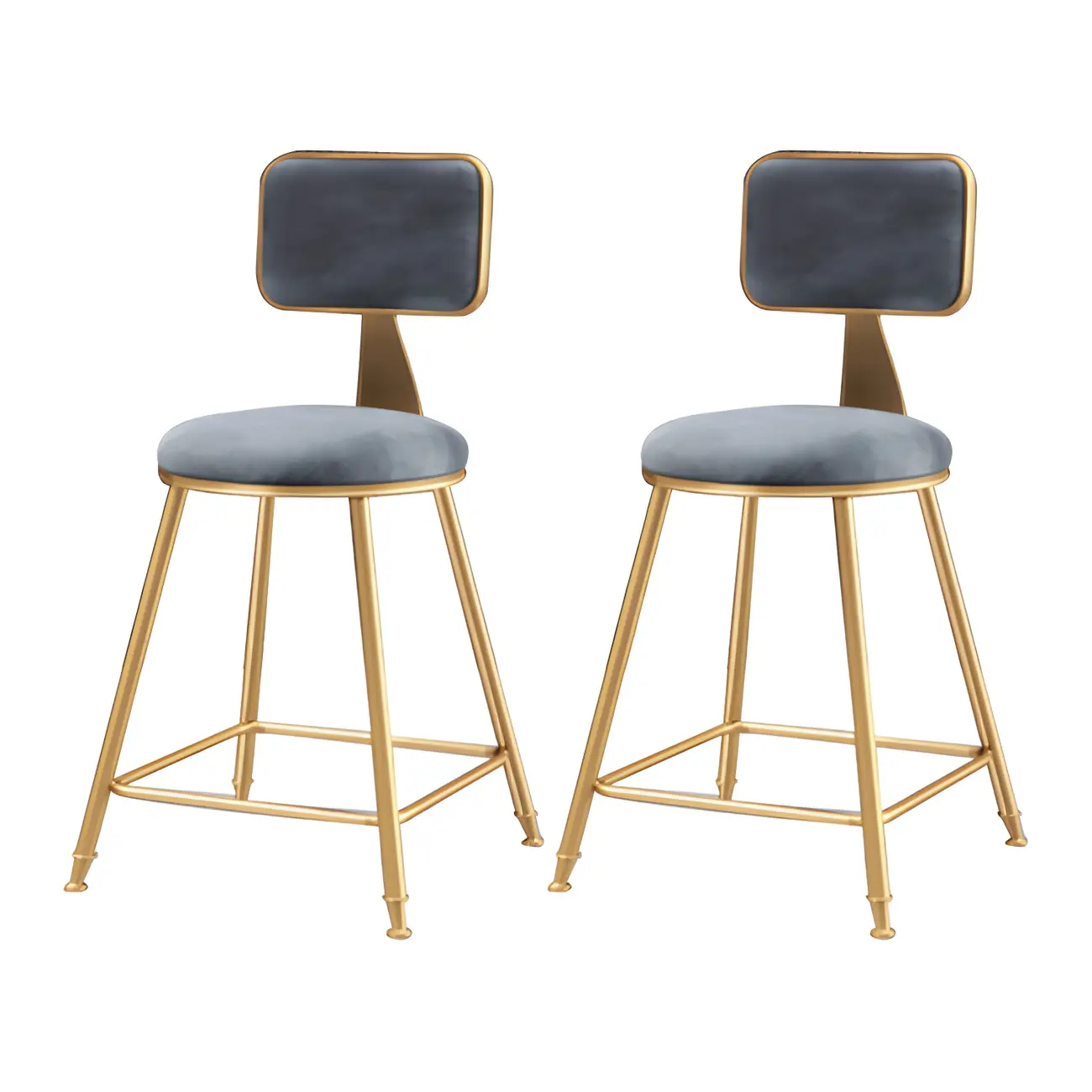 Round Velvet Upholstered Counter Bar Stools