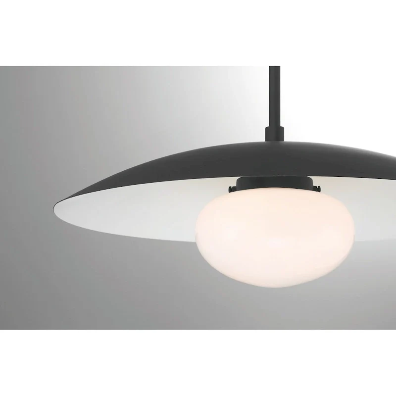 Lumanity Declan Modern Disc Matte Black 18  Pendant Ceiling Light - 18  D x 18  W x 6.5  H