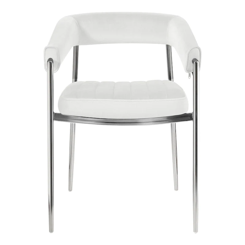 Velvet Dining Chair Arm Chair with Chrome Metal Legs