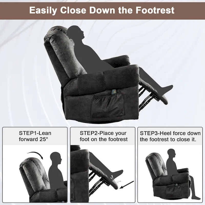 Swivel Rocker Recliners Rocking Swivel Recliner Chair With Massage And Heat With Side Pockets