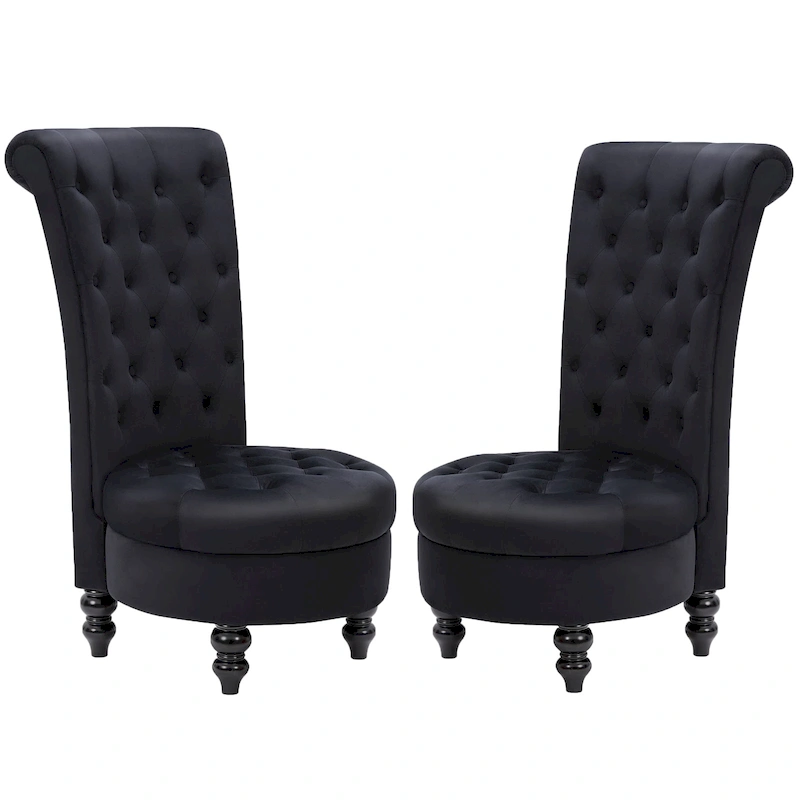 AVAWING Set of 2 Throne Royal Chair Thick Padding and Rubberwood Legs