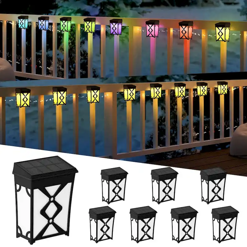 2 Modes LED Solar Fence Lights Waterproof,8 Pack