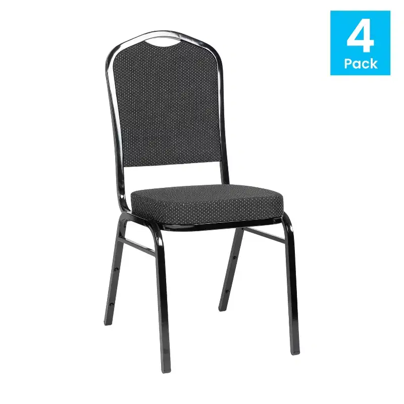 Black Crown Back Stacking Banquet Chair, Set of 4