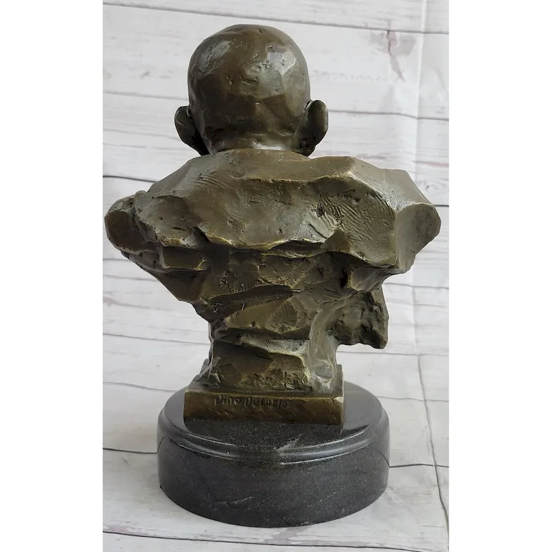 Mahatma Gandhi Indian India Bronze Bust Statue Sculpture Art 10 Inches X 7 Inches