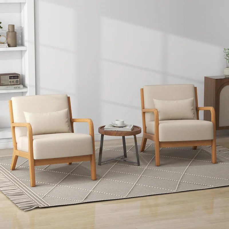 Upholstered Armchair Accent Chairs with Pillows Set of 2