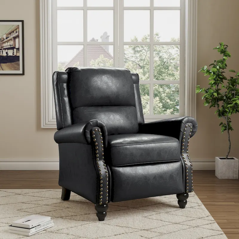 Manual Glider Pushback Recliner Chairs with Nailhead Trim