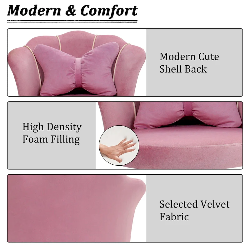 XINMICS Modern Velvet Task Chair 360 Swivel Adjustable Height Office Chair