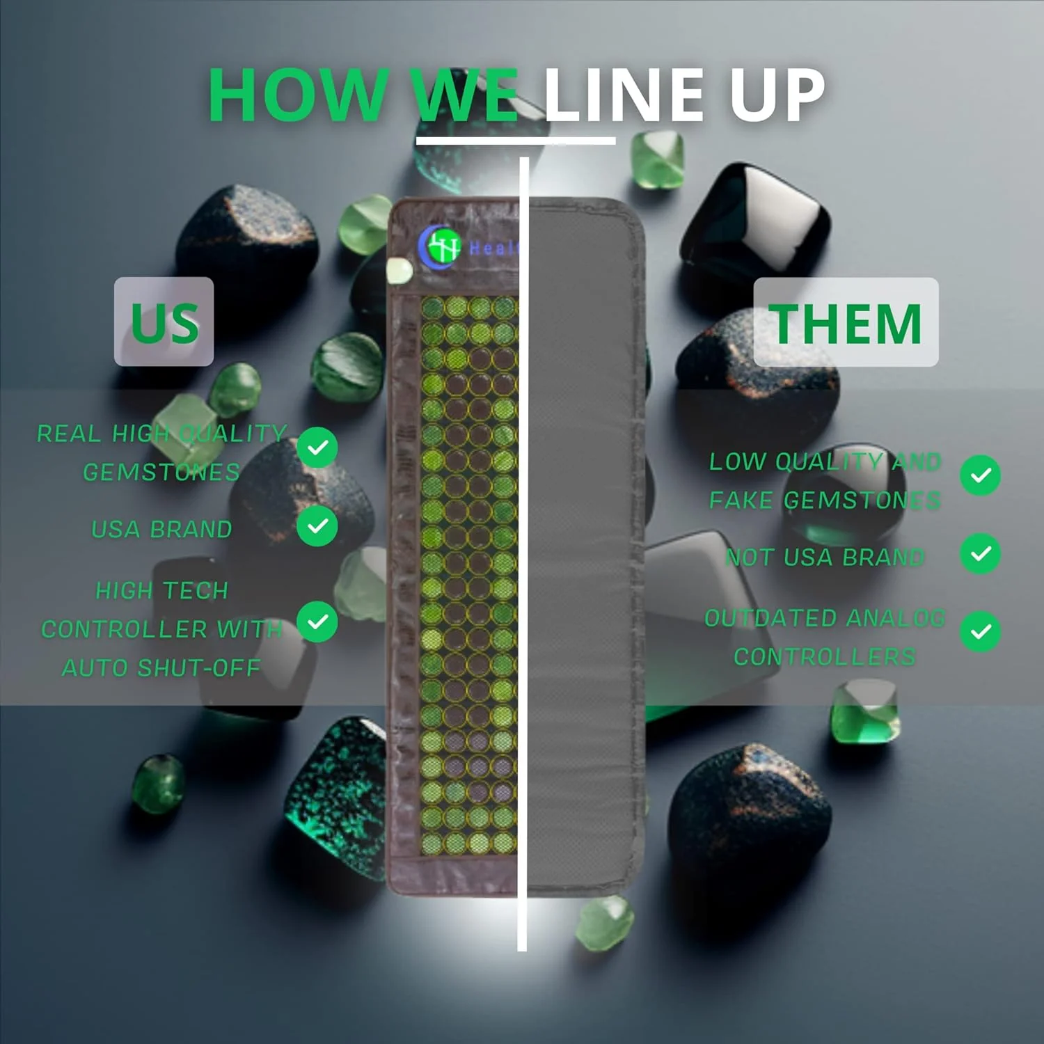 HealthyLine Far Infrared Heating Pad - Hot Stones Jade Tourmaline - Negative Ions - Mesh JT Mat Full 7224 Soft Light InfraMat Pro?